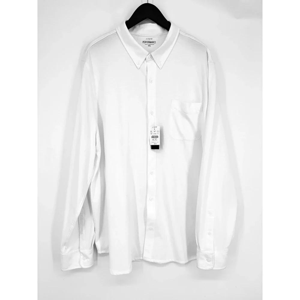 NWT‎ XXL J.Crew Men's Performance Knit Oxford Shirt White
